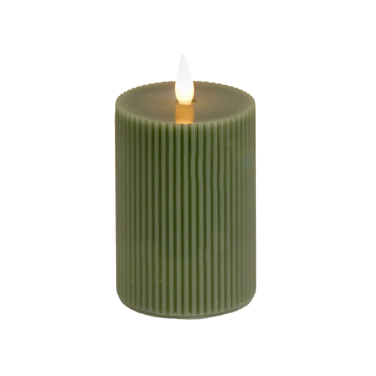 HGTV Home Collection Georgetown Real Motion Flameless Candle With Remote, Green with Warm White LED Lights, Battery Powered, 8 in